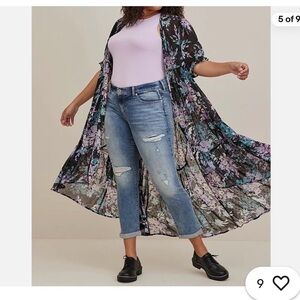 Torrid Black Floral Duster Kimono size 1X NWT
